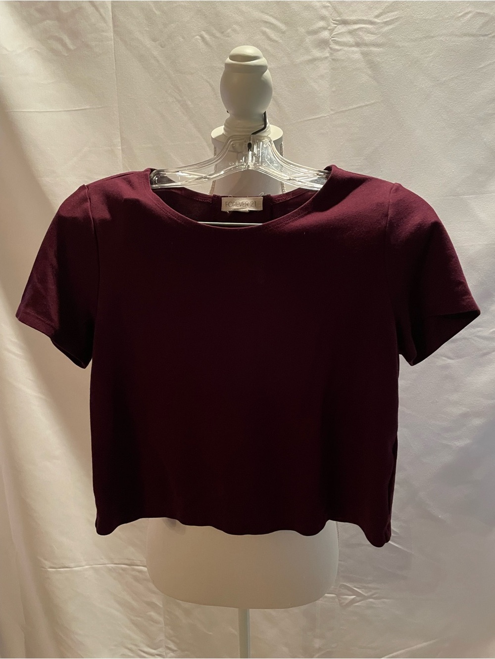Forever 21 Short Sleeve Crop Top - Burgundy